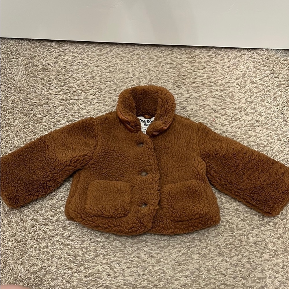 OshKosh Brown Sherpa Button Down Jacket - Size 18 months